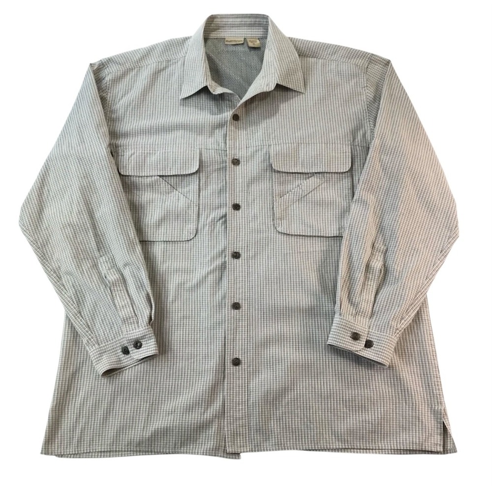 Ruff Hewn Shirt Mens XL Button Up Gingham Pockets Casual Vented Mesh LS Outdoors - Picture 2 of 11
